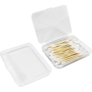 Draagbare wattenstaafjeshouder - transparant - 2 stuks - kunststof