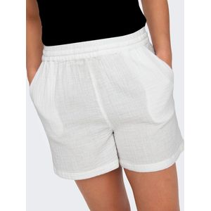 Dames Korte Broek/Short | Mousseline | 100% katoen | Wit | Maat S