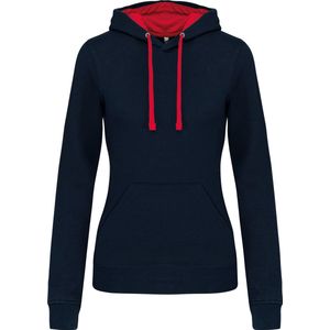 Kariban Damessweater met capuchon in contrasterende kleur K465 - NAVY / RED - XS