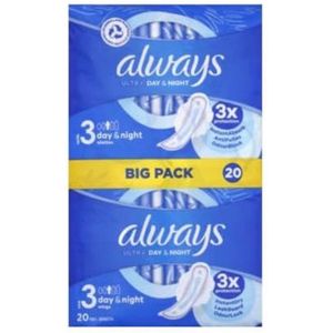 Ultra Maandverband Nacht Bigpack - 20 Stuks voor Drievoudige Bescherming