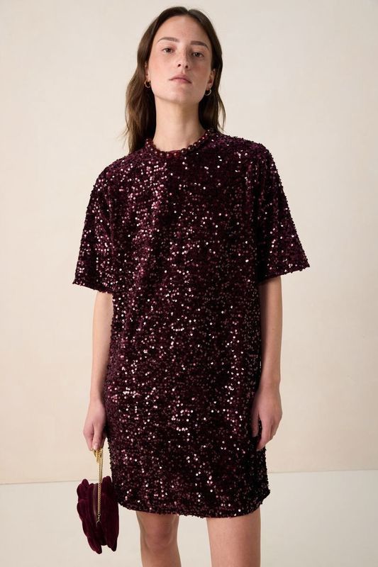 Sissy-Boy - Donkerrode jurk met pailletten