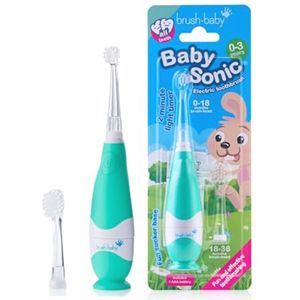 Elektrische tandenborstel voor baby's en peuters - zachte borstel voor gevoelig tandvlees met LED-licht en zuigbasis