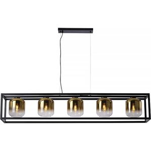 Freelight - Hanglamp Dentro 5 lichts L 160 cm goud glas zwart