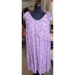 Prachtige paarse jurk voor grote maten -met strikjes op schouder - maat 48/50 (borstomtrek 110cm)