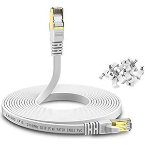 Flat Ethernet Kabel 20m Cat8 - 40Gbps Hoogwaardige Netwerk Kabel met Gold Plated RJ45 Connector
