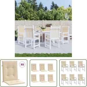 vidaXL Kussens Voor Stoelen - Tuinstoel Kussens - Tuinstoelkussens 6 st 100x50x3 cm oxford stof beige - Outdoor Kussens - Lounge Kussens - Balkon Kussens