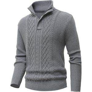 Heren Wintertrui met Opstaande Kraag en Ritssluiting - Warm Fleecejack voor Casual Dagen