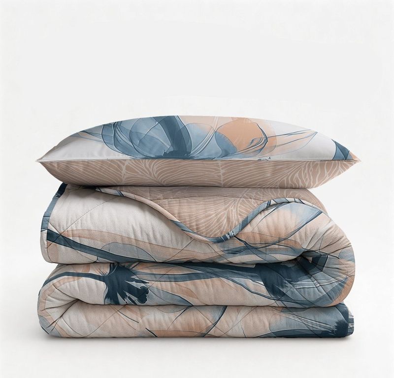 Sleeptime 2 in 1 Dekbed zonder Overtrek Glass Flower - Dekbed - 140 x 200 cm + 1 x kussensloop 60x70 - Blauw