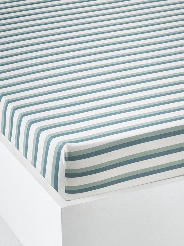 Vertbaudet - QUEL CHANTIER! - Hoeslaken - Gestreept - Katoen, Machinewasbaar op 60 °C