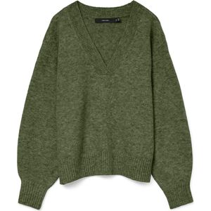 Vero Moda - Vmboom Ls V-neck Pullover Noos - Groene Trui - Dames