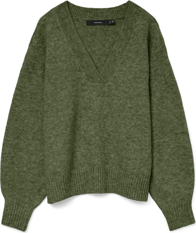 Vero Moda - Vmboom Ls V-neck Pullover Noos - Groene Trui - Dames