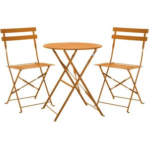 SVITA BERLIN Bistroset - Metalen Zitgroep Balkon Opvouwbare Tafel Stoelen Oranje