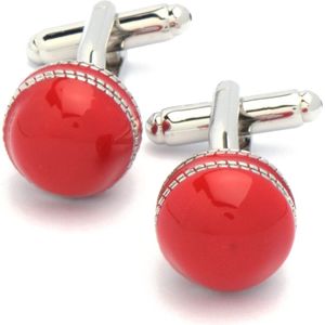 Manchetknopen - Cricket Twee Ballen Zilver en Rood