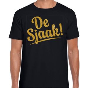 Bellatio Decorations Verkleed T-shirt dames - stout! en fout! - zwart - glitter goud - themafeest fout/goud/stout M