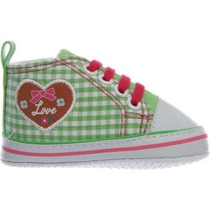Playshoes sneakertjes geruit hartje groen Maat: 17