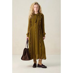 Donkergroene maxi jurk met ruffles