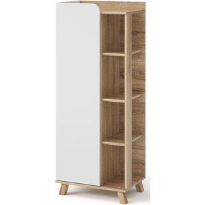 Halfhoge kast voor badkamer met deur en open vakken - 50 x 128 cm