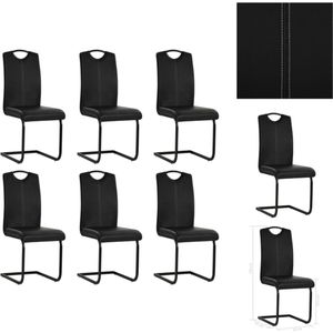 vidaXL Eetkamerstoelenset - Zwarte Kunstleren Bekleding - Stalen Frame - 43 x 55 x 100 cm - Set van 6 - Eetkamerstoel