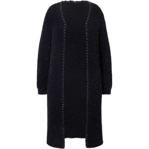 MIAMODA MIAMODA - Dames - Vest extra lang hals met siersteek - Zwart - Maat 46+