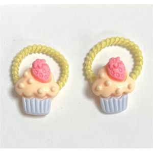 Haarelastiekjes - Cupcakes - Geel, roze, blauw - 2 Stuks