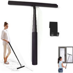 Douchewisser - Zwart - Uitschuifbaar - Siliconen - 2 In 1 Vloertrekker En Raamwisser