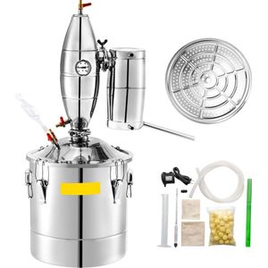 Alcoholstoker - 50L - Moonshine Still Stoker - Fermentatietank 35x 35cm - Multifunctionele water-alcoholstoker - voor whisky, cognac, fruitbrandewijn - Zilver