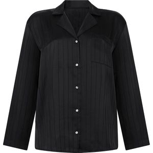 Hunkemöller Satijnen jasje met krijtstrepen Zwart XS