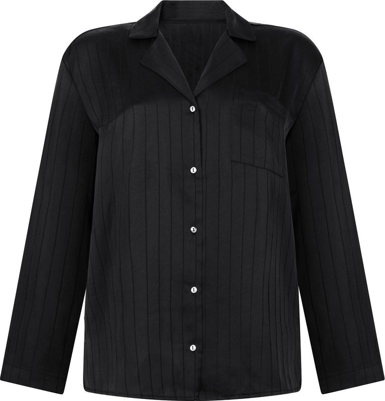 Hunkemöller Satijnen jasje met krijtstrepen Zwart XS