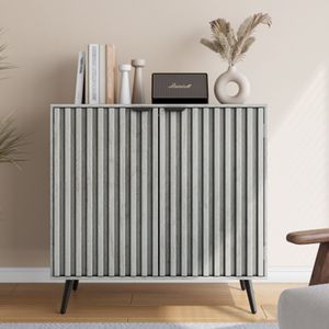 Zijkast met grijs ontwerp, onafhankelijke grijze buffetkast met verstelbare plank, houten opbergkast, geschikt voor woonkamer, gang, ingang