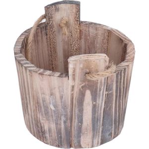 Rustic Flower Pots Weatherproof Round Wooden Bucket Flower Pot for Office - Socobeta .