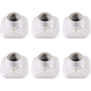 6 stuks 250V 6A E27 witte LED-lamp met schroeffitting, halogeenlamphouder, converter, lampvoet, lampfittingadapter