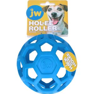 JW HOL-EE ROLLER – Hondenspeeltje - Hondenspeelgoed - Hondenbal - M - Ø 11.5 cm - Natuurrubber - Blauw