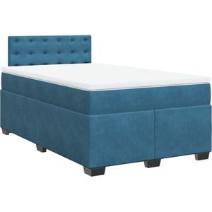 vidaXL - Boxspring - met - matras - fluweel - donkerblauw - 120x190 - cm