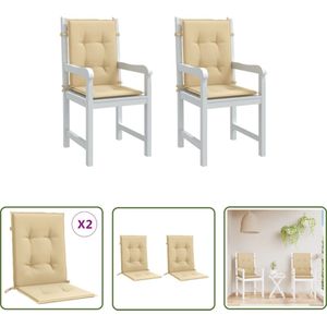 vidaXL Zitcushions - Stoelkussens - Stoelkussens 2 st lage rug 100x50x4 cm stof gemêleerd beige - Lounge Cushions - Outdoor Furniture - Tuinkussens