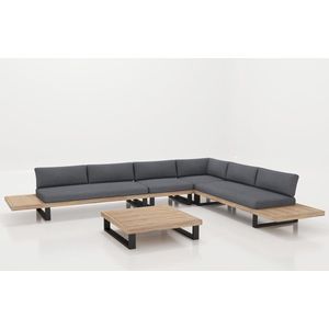 Guiño Calma 6-delige loungeset wit 322 x 411 cm aluminium-teak