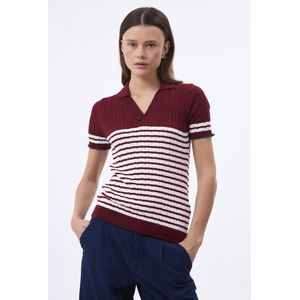Felix Hardy Tricot Polo Shirt Korte Mouwen Dames Bordeaux - L