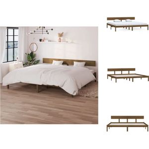 vidaXL Houten Bedframe - Bedframe - 206.5 x 205.5 x 70 cm - Massief grenenhout - Honingbruin - 200 x 200 cm - Inclusief hoofdeinde - Montage vereist - Bed
