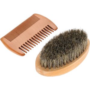 Beard Comb And Brush Set - Mannen Baard Kam - Gezichtsbehandeling Baard Verzorgingsset Voor Baarden En Snorren