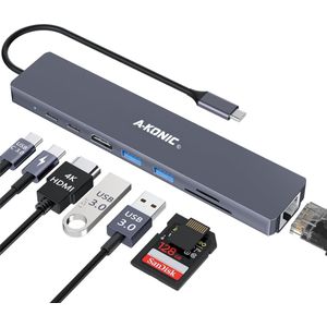A-KONIC - USB C Docking Station - 8 in 1 - USB C Dock - 4K 60Hz - HDMI - Ethernet - USB 3.0