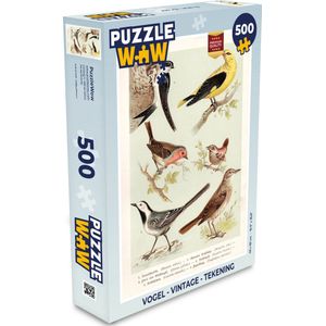 Puzzel Vogel - Vintage - Tekening - Legpuzzel - Puzzel 500 stukjes