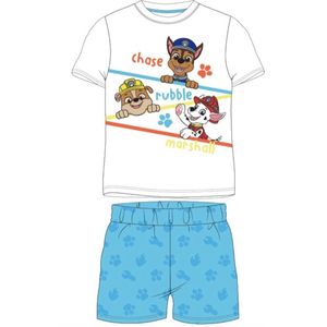 Paw patrol Shortama Katoen Wit-Blauw Maat 122