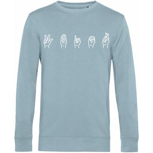 7431 - Sweater - Gebarentaal; 3 Bier-Blue Fog-L