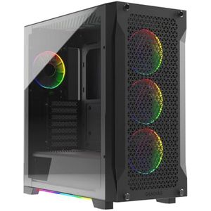 ATX Mid Tower Gaming PC-behuizing met Gehard Glas, ARGB Ventilatoren en Excellent Luchtstroomontwerp