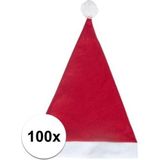100x Rode voordelige kerstmuts voor volwassenen - Kerstcadeau