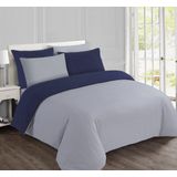 Vision - Flanel - Dekbedovertrek - Blauw/grijs - 140 x 200 cm met 1 Sloop - 100% Katoen Flanel