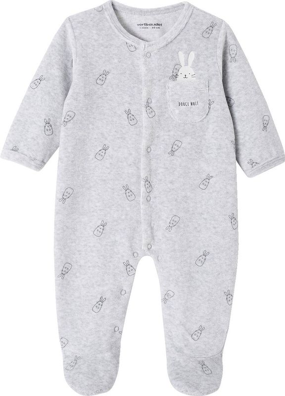 Fluwelen Slaappakje - Gemêleerd Grijs - Konijnen - Voor Baby's