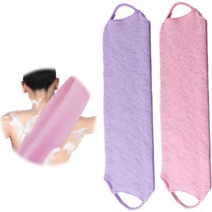 2-Piece Scrub Wasdoekjes Set met Stretchbare Touwmassage voor Douche (Roze en Paars) - Geschikt voor Douchen en Verwijderen van Vuil