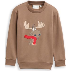 TOM TAILOR - Sweatshirt - Brokaat - Lichtbruin - Rood - Zwart