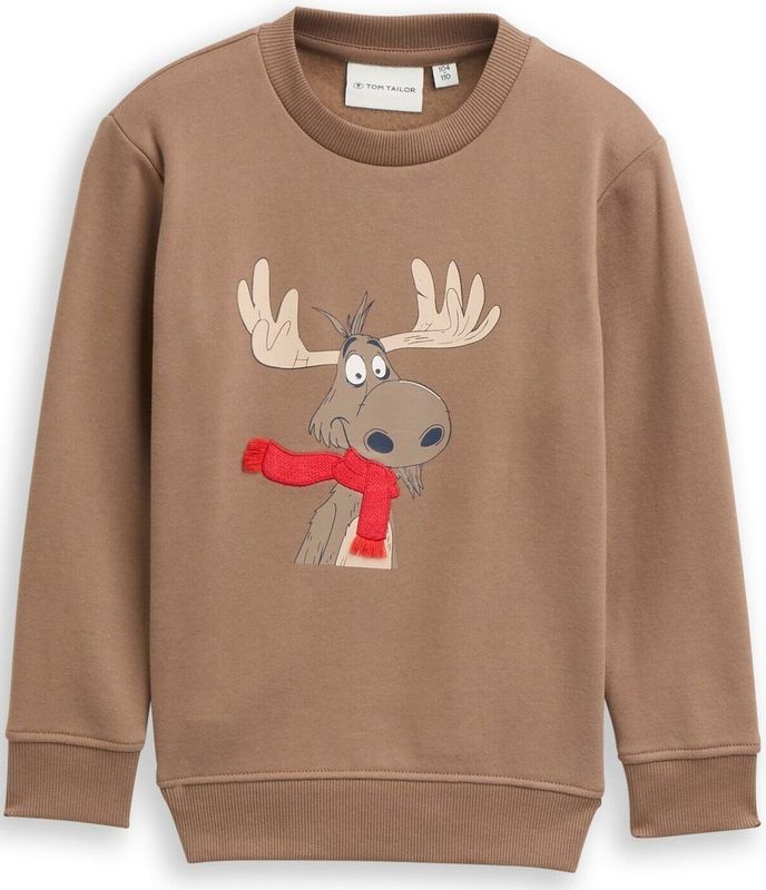 TOM TAILOR - Sweatshirt - Brokaat - Lichtbruin - Rood - Zwart