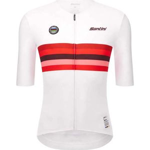 Santini Uci World Champion Japan 2025 Korte Mouw Wielertrui Wit 2XS Man,Vrouw